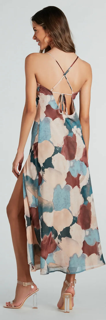 Abstract Beauty Printed High Slit Midi Dress