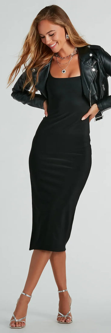 Compliment Me High Slit Knit Midi Dress