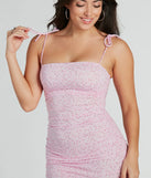 Cutest Look Ditsy Floral Ruched Knit Mini Dress