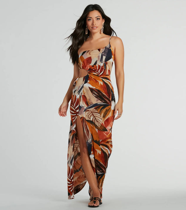 Pretty In Paradise One-Shoulder Tropical Maxi Dress | Windsor