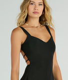 Step into winter chic with the Lost In Love Strappy Back A-Line Mini Dress, a black mini dress featuring an above-the-knee cut ideal for cocktail parties, festive gatherings, or clubwear.
