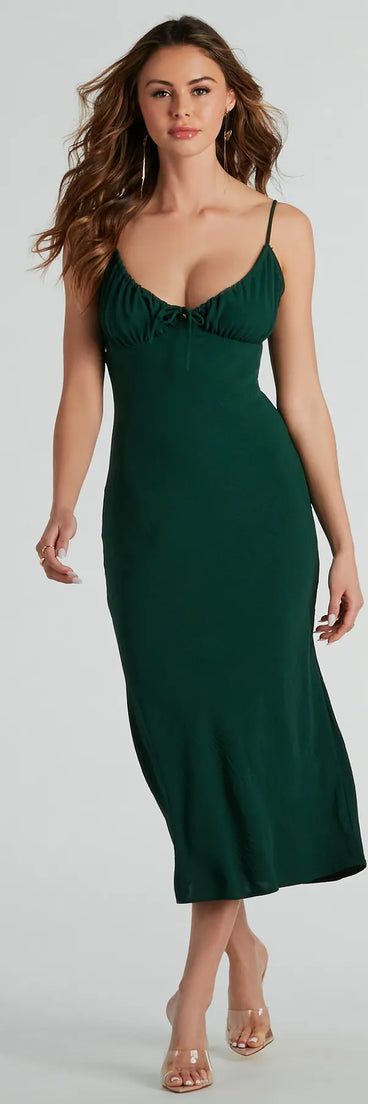 Finders Keepers V-Neck Tie Midi Dress