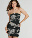 The Cool Girl Chic Strapless Abstract Mesh Mini Dress is a mini dress that will make a statement with its short hemline and on-trend details to have you ready for any event!