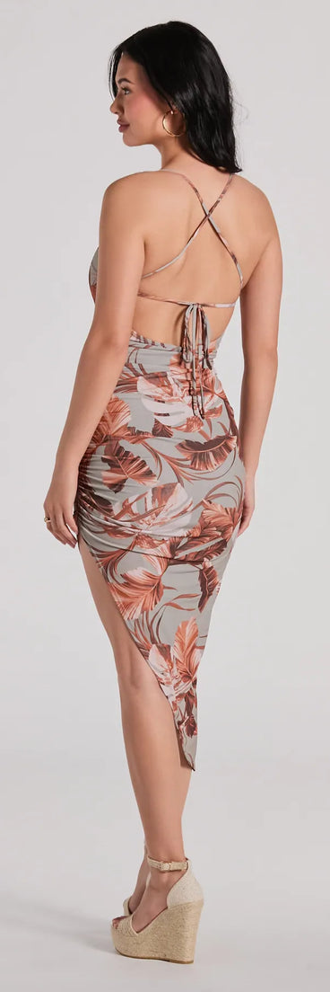 The Sweet Escape Lace-Up Tropical Midi Dress is a casual dress for more than special occasions with a fitted or flowy silhouette and accents in the most recent trends!