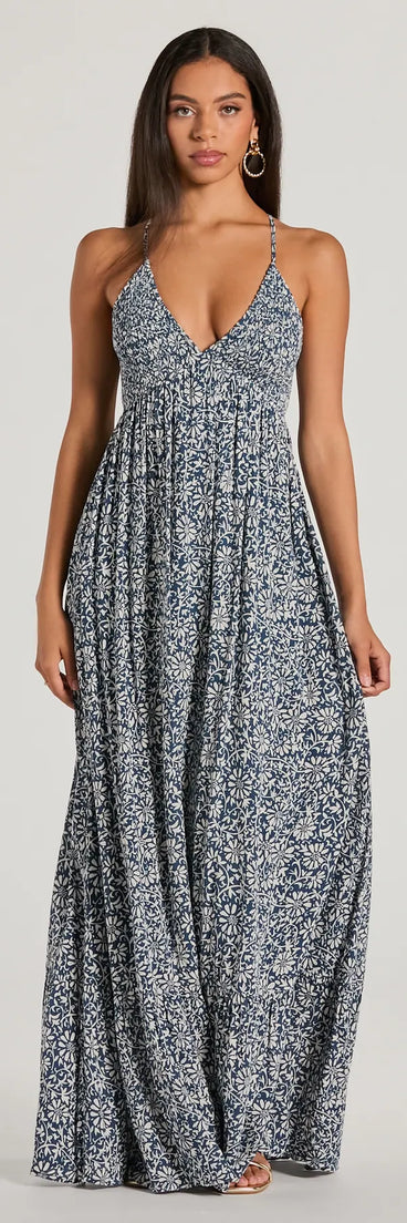 Stroll The Beach V-Neck Floral Paisley Maxi Dress | Windsor Stroll The Beach V-Neck Floral Paisley Maxi Dress | Windsor