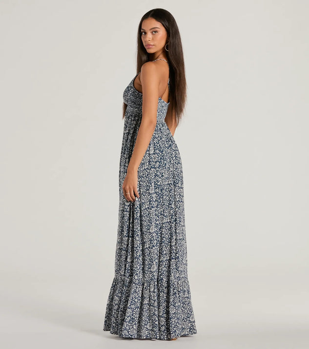 Stroll The Beach V-Neck Floral Paisley Maxi Dress | Windsor