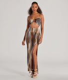 Revamp your 2025 wardrobe with this chic addition, the Beauty On Vacay Cutout Abstract Maxi Dress in gray, perfect for elevating your style in the new year.