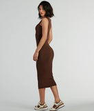 Revamp your 2025 wardrobe with this chic addition, the Smooth Silhouette Square Neck Tank Midi Dress in brown, perfect for elevating your style in the new year.