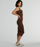 Revamp your 2025 wardrobe with this chic addition, the Smooth Silhouette Square Neck Tank Midi Dress in brown, perfect for elevating your style in the new year.