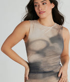 Revamp your 2025 wardrobe with this chic addition, the Good Times Bodycon Abstract Print Mini Dress in taupe, perfect for elevating your style in the new year.