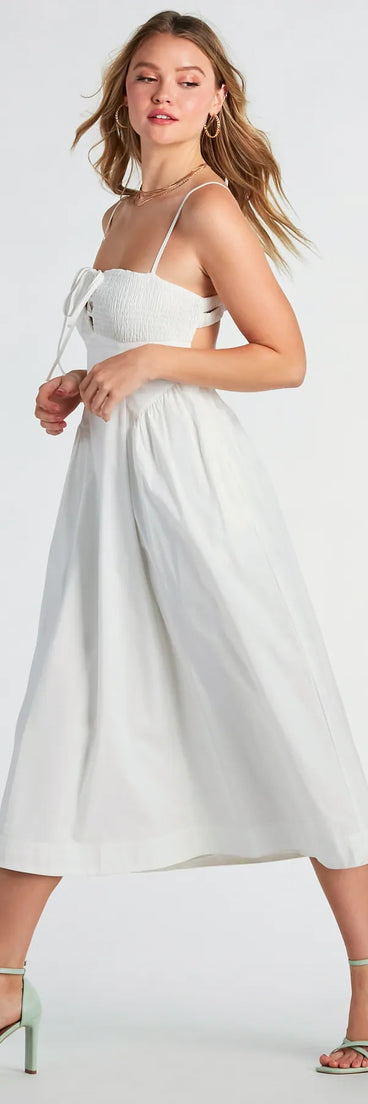 Sweeten Me Up Square Neck Cutout A-Line Midi Dress