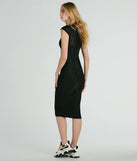 The Casually Flawless Crew Neck Textured Midi Dress is a black midi dress, featuring an elevated midi-length silhouette perfect for wedding guest attire, romantic date nights, or effortless everyday styling.