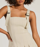 Step into winter chic with the Babe With Taste Buckle Strap Pleated Mini Dress, a taupe mini dress featuring an above-the-knee cut ideal for cocktail parties, festive gatherings, or clubwear.