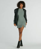 The Note To Self Ribbed Knit A-Line Mini Dress is a casual dress for more than special occasions with a fitted or flowy silhouette and accents in the most recent trends!