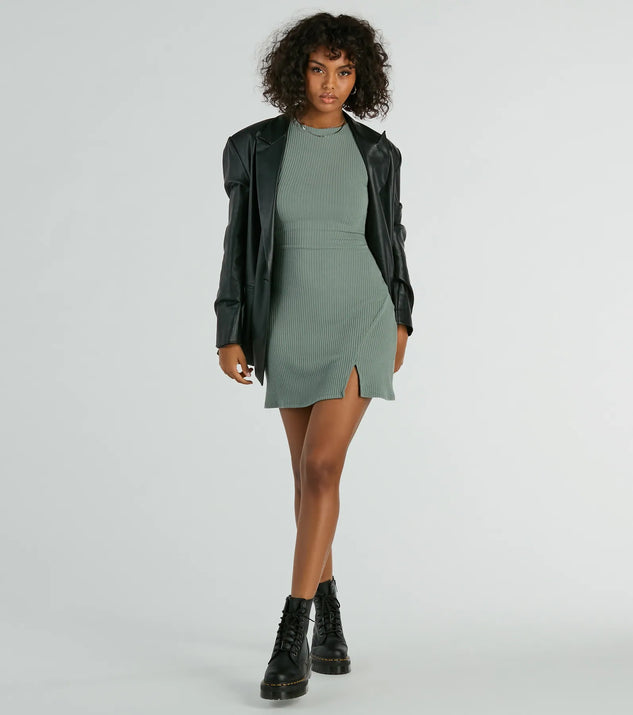 The Note To Self Ribbed Knit A-Line Mini Dress is a casual dress for more than special occasions with a fitted or flowy silhouette and accents in the most recent trends!