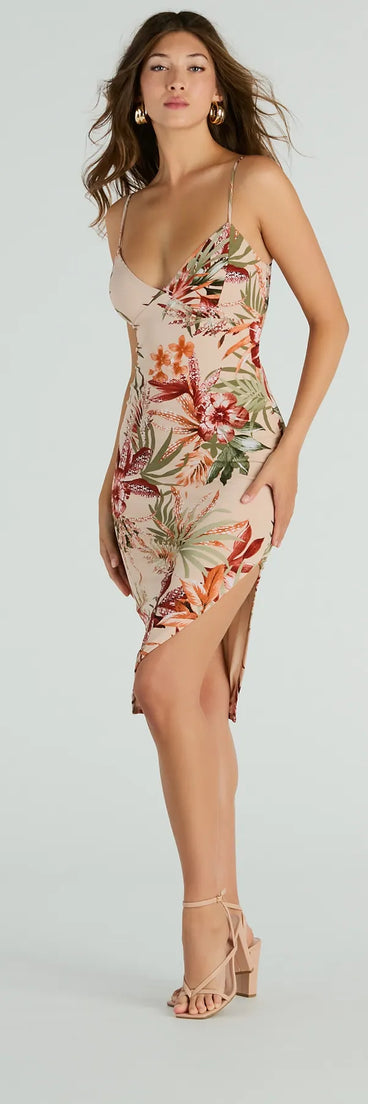Currently In Paradise V-Neck Tropical Midi Dress