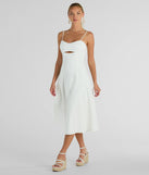 The midi dress length on the Sensational Delight Sweetheart Cutout Midi Dress provides an elevated silhouette perfect for any party, occasion, or everyday styling.