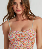 Day To Night Charm Lace-Up Ditsy Floral Mini Dress