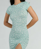 Spring Fling High Slit Ditsy Floral Knit Midi Dress