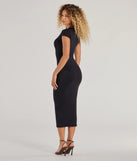 Whether you're headed to brunch or running errands, the Basic Charm Crew Neck Bodycon Midi Dress in black delivers effortless style in a breathable, go-to casual dress.