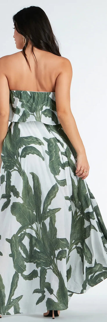 Getaway Bound Tropical Print Woven Maxi Dress