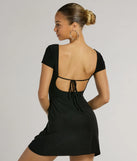 Make a bold statement in the Must-Have Tie Back A-Line Mini Dress in black, the perfect spring dress for weddings, cocktail hours, nights out, and/or seasonal celebrations.