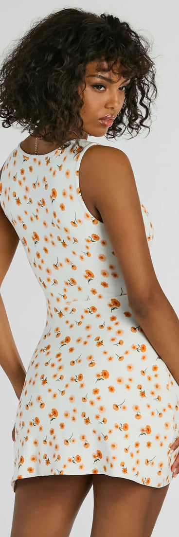 Essential for vacations or summer days, the Oopsie Daisy Sleeveless A-Line Mini Dress is a sundress or milkmaid dress with sleek and flirty details.