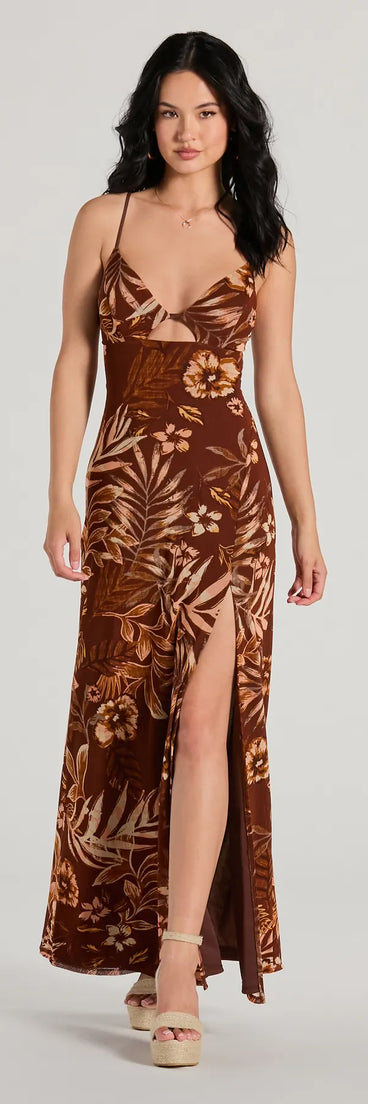 The Paradise Pick V-Neck Cutout Tropical Maxi Dress is a casual dress for more than special occasions with a fitted or flowy silhouette and accents in the most recent trends!