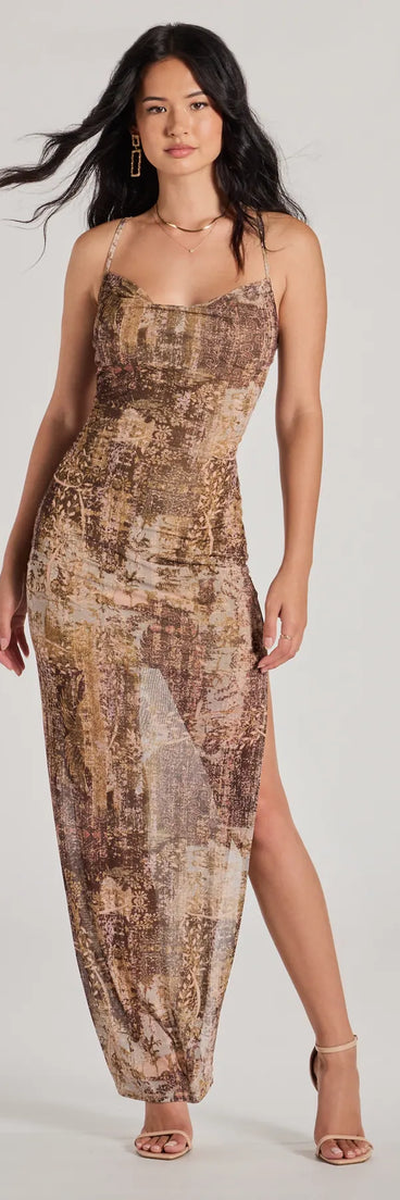 Perfect Style Cowl Neck Slit Paisley Maxi Dress | Windsor Perfect Style Cowl Neck Slit Paisley Maxi Dress | Windsor