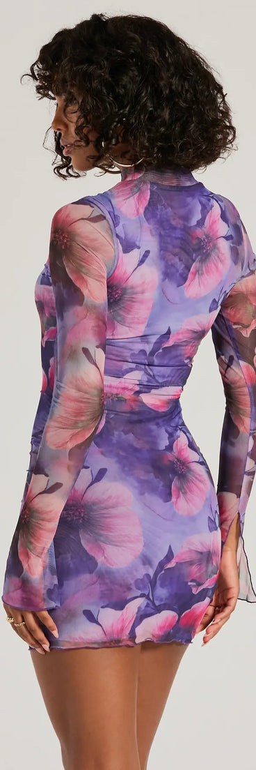 The Stun And Only Mock Neck Floral Mesh Mini Dress is a casual dress for more than special occasions with a fitted or flowy silhouette and accents in the most recent trends!