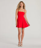 Step into winter chic with the Truly Charming Sleeveless A-Line Mini Dress, a red mini dress featuring an above-the-knee cut ideal for cocktail parties, festive gatherings, or clubwear.