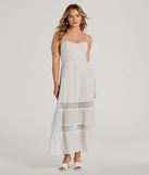 Feel The Romance Sweetheart Button Lace Trim Maxi Dress
