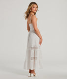 Feel The Romance Sweetheart Button Lace Trim Maxi Dress