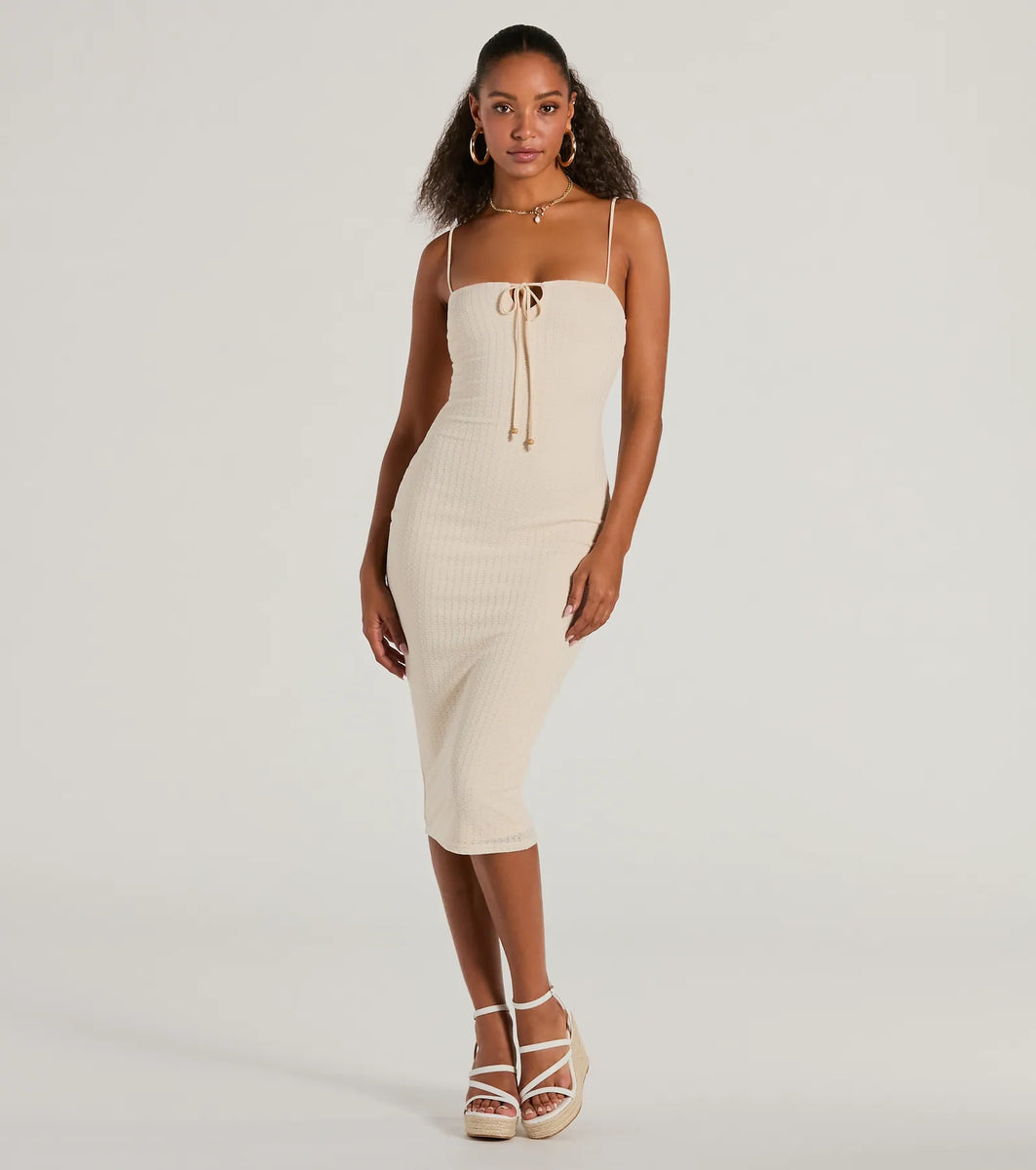 EFFORTLESS DAYS WOVEN MIDI DRESS