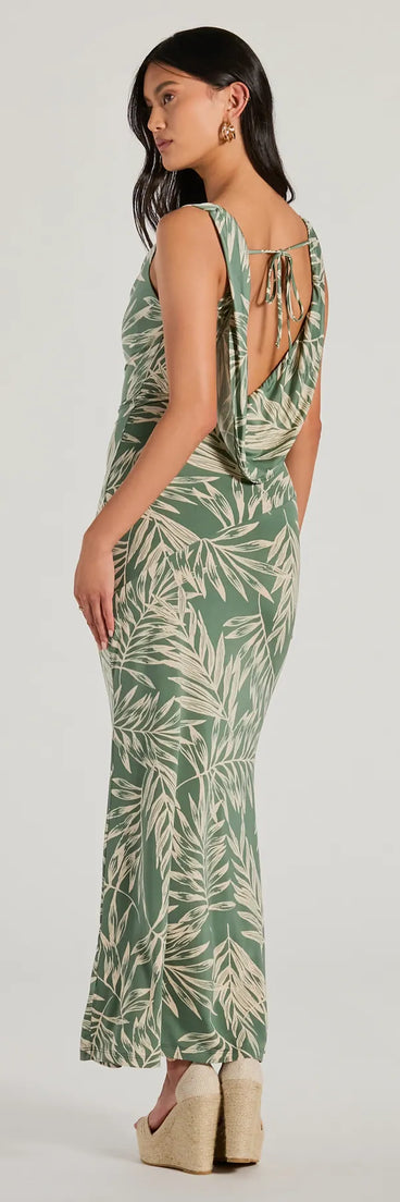 The Fabulous Destination Tropical Cowl Neck Maxi Dress is a casual dress for more than special occasions with a fitted or flowy silhouette and accents in the most recent trends!