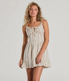 The Cute Style Button Ruffled Striped Linen Skater Dress is a mini dress that will make a statement with its short hemline and on-trend details to have you ready for any event!