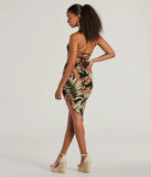 Follow The Sun Lace-Up Tropical Midi Dress