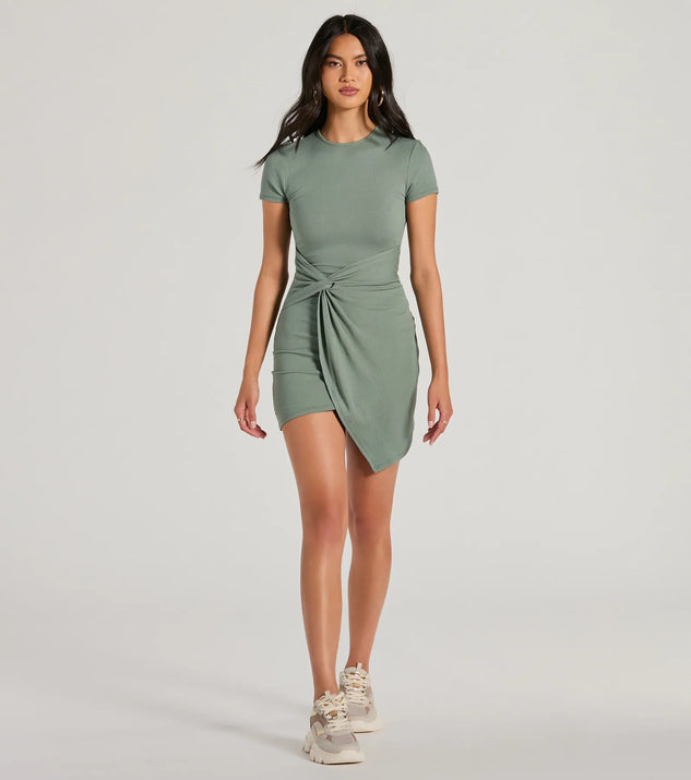 knot mini dress Shona Joy - Otis Twist Knot Mini Dress - Ivory