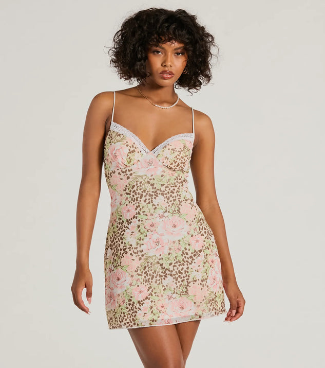 Trendy Style Leopard And Floral Print Mini Dress | Windsor Trendy Style Leopard And Floral Print Mini Dress | Windsor