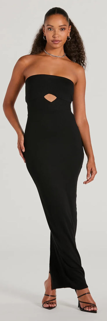Never A Dull Moment Strapless Cutout Maxi Dress
