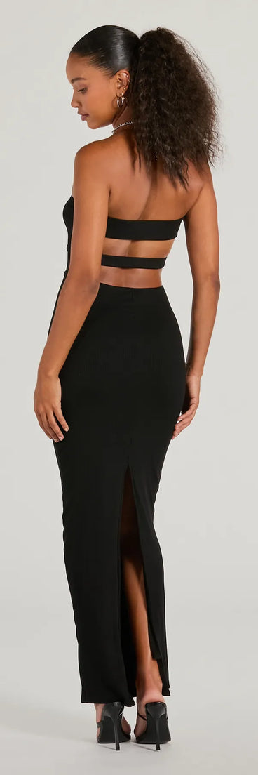 Never A Dull Moment Strapless Cutout Maxi Dress