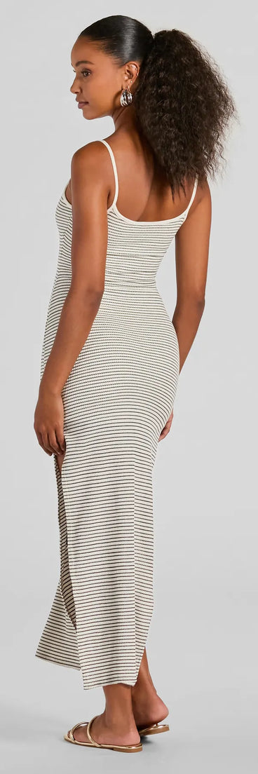 Weekend Vibes High Slit Striped Knit Maxi Dress | Windsor Weekend Vibes High Slit Striped Knit Maxi Dress | Windsor