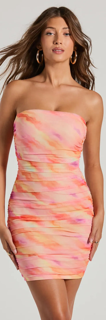 The Looking Cute Strapless Tie-Dye Bodycon Mini Dress is a casual dress for more than special occasions with a fitted or flowy silhouette and accents in the most recent trends!