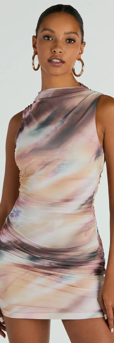 The Set To Amaze Mock Neck Abstract Mini Dress is a mini dress that will make a statement with its short hemline and on-trend details to have you ready for any event!