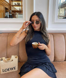 Revamp your 2025 wardrobe with this chic addition, the Confident Moves Crew Neck Ruffled Mini Dress in black, perfect for elevating your style in the new year.