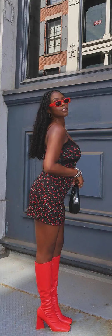 Revamp your 2025 wardrobe with this chic addition, the Cherry On Top Lace Trim V-Neck Mesh Mini Dress in black, perfect for elevating your style in the new year.