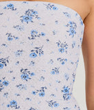 Flirty Ditsy Floral Eyelet Strapless Mini Dress