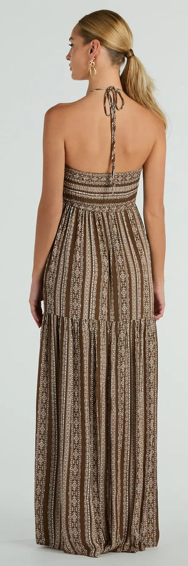 Desert Princess Halter Maxi Dress With Pockets