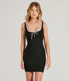 The Be My Forever Ribbon Bow Bodycon Mini Dress is a mini dress that will make a statement with its short hemline and on-trend details to have you ready for any event!