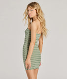 Revamp your 2025 wardrobe with this chic addition, the Always Trending Strapless Striped Bodycon Mini Dress in green, perfect for elevating your style in the new year.